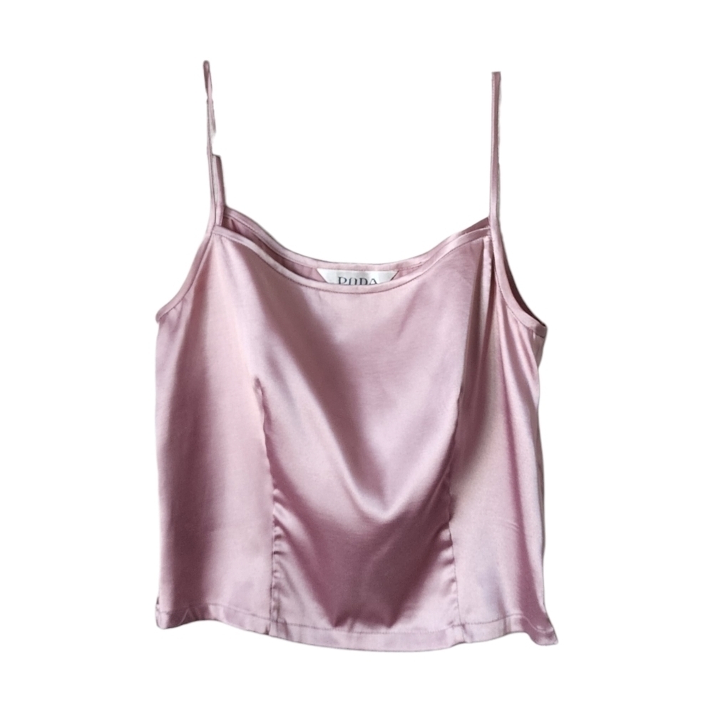 PODA MODA Silky feel slip crop tank in baby pink size 9